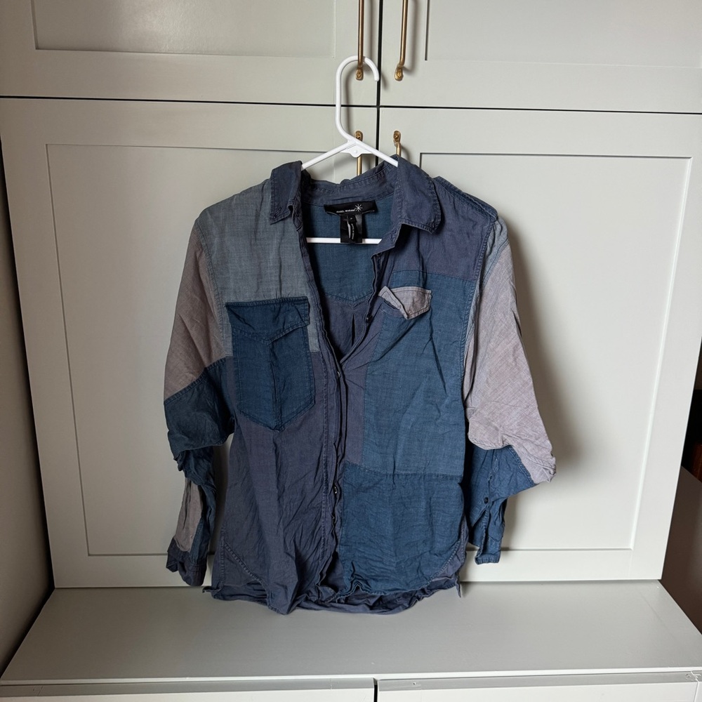 Isabel Marant patchwork button down blouse.